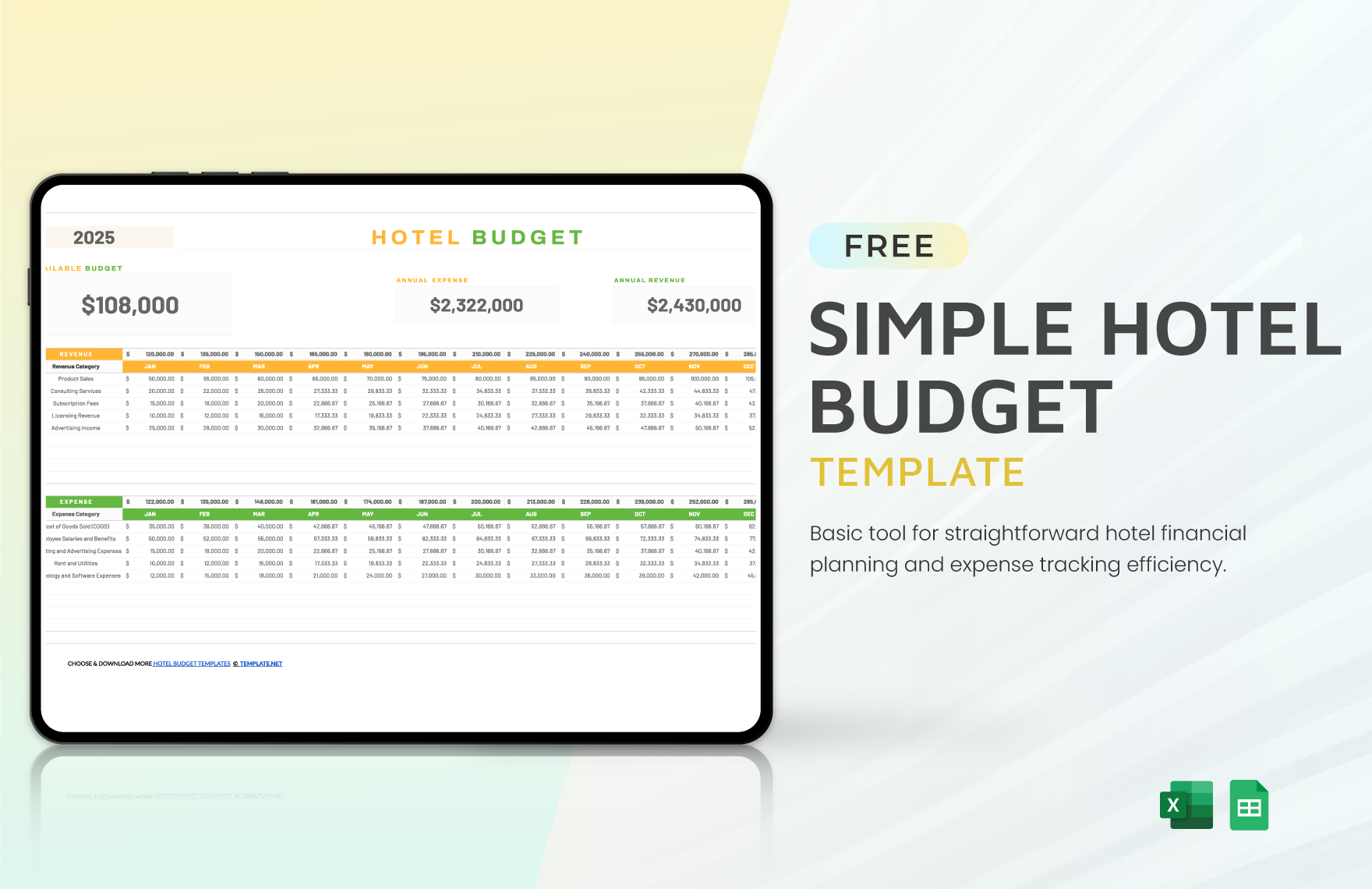 Simple Hotel Budget Template