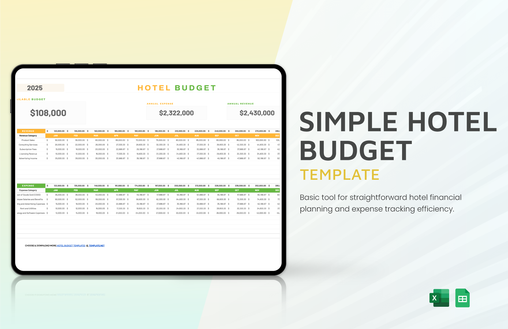 Free Simple Hotel Budget Template in Excel, Google Sheets
