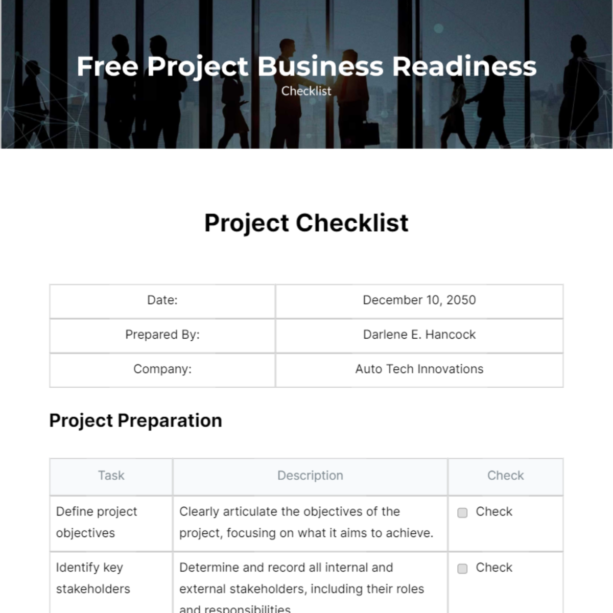 Project Business Readiness Checklist Template - Edit Online & Download ...