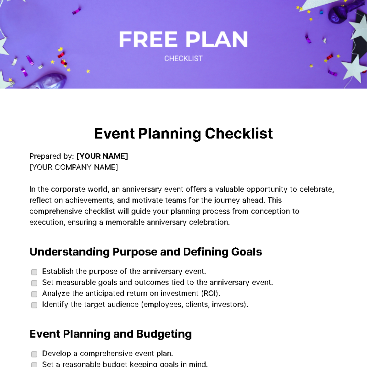 Plan Checklist Template - Edit Online & Download