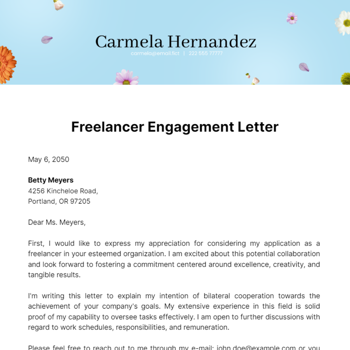 Freelancer Engagement Letter Template