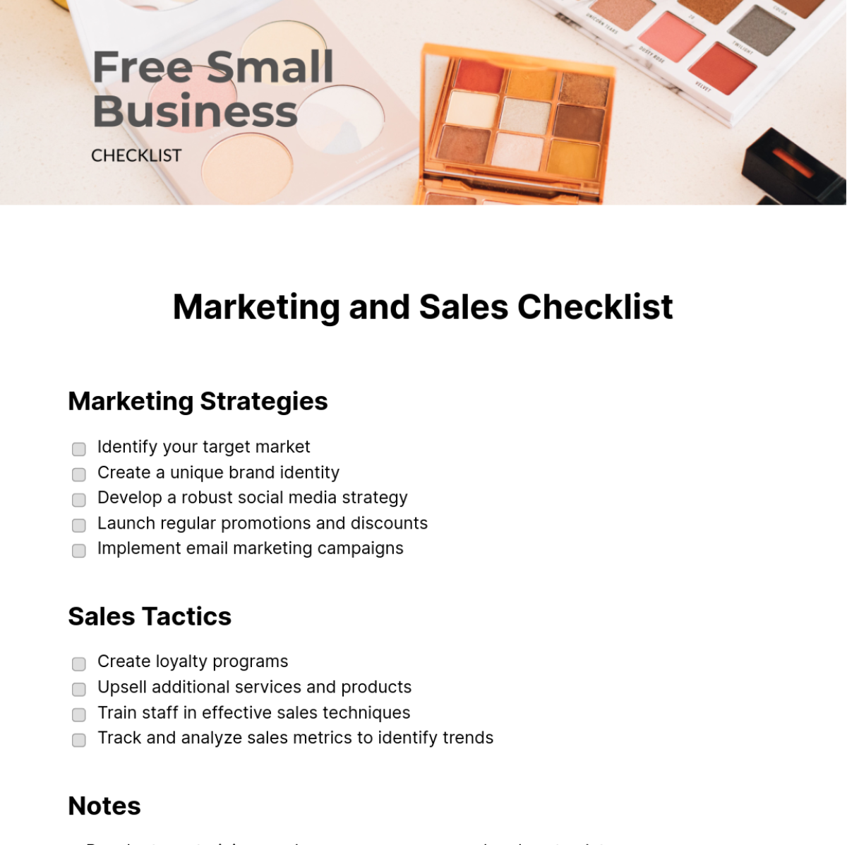 Small Business Checklist Template - Edit Online & Download