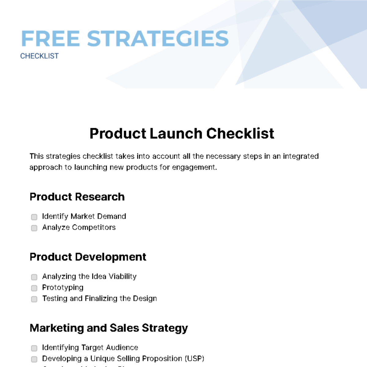 Strategies Checklist Template - Edit Online & Download