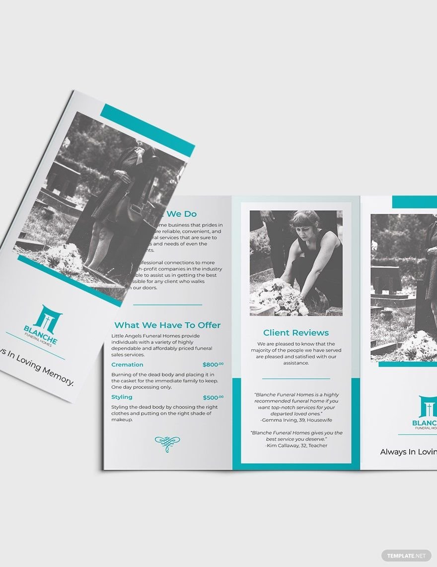 Free Funeral Home Services Tri-Fold Brochure Template