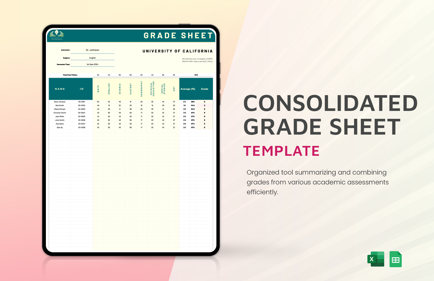 Consolidated Grade Sheet Template