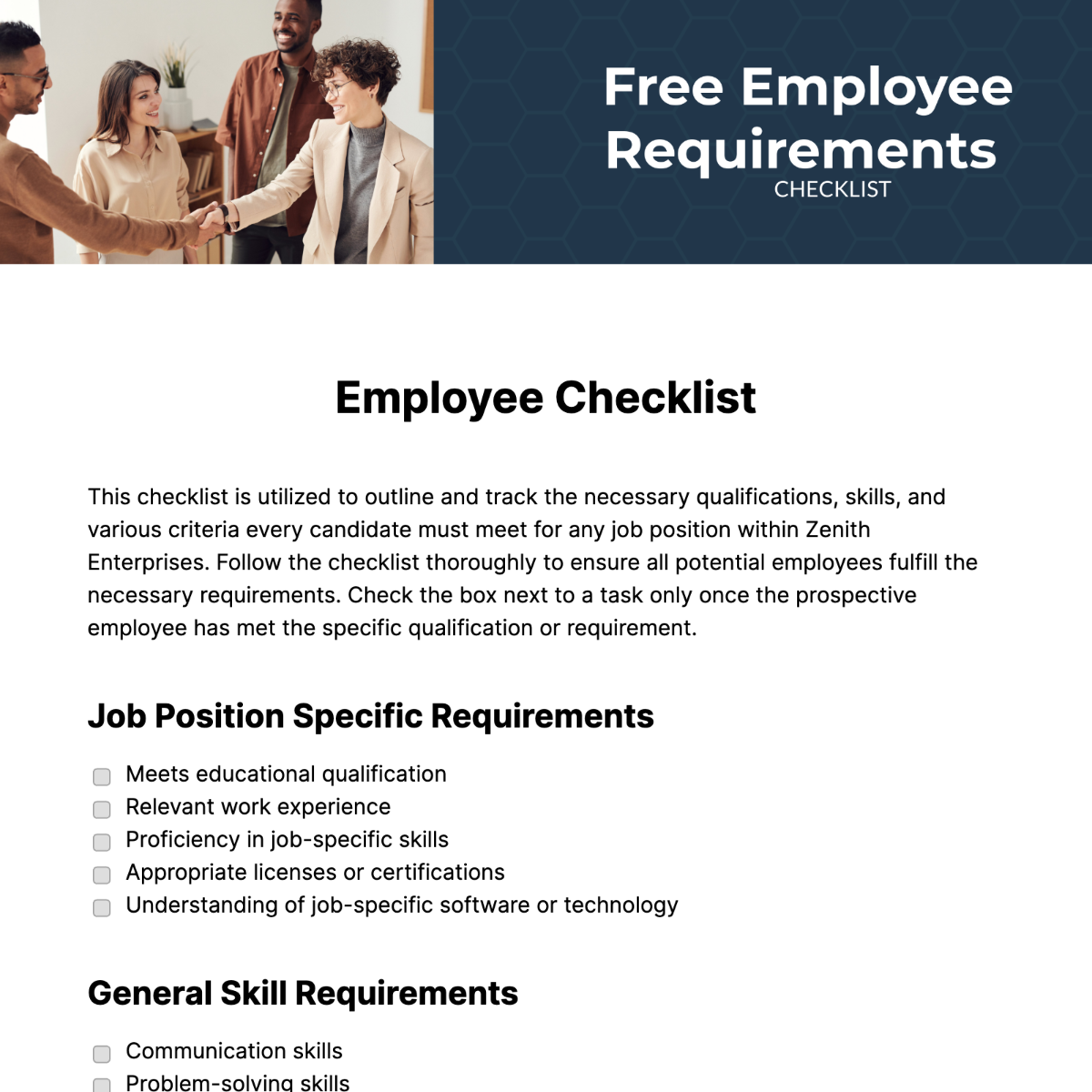 FREE Employee Checklist - Edit Online & Download | Template.net