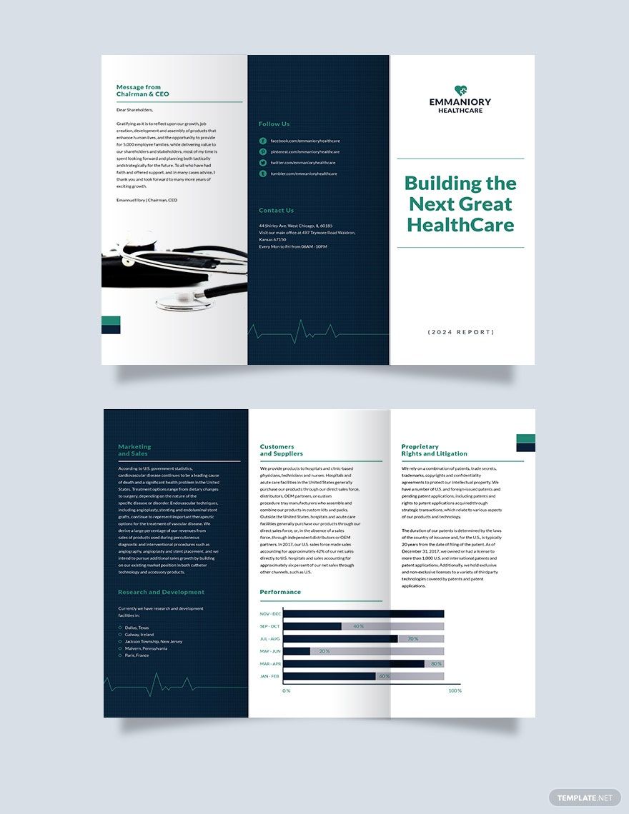 Health And Safety Annual Report Tri-Fold Brochure Template