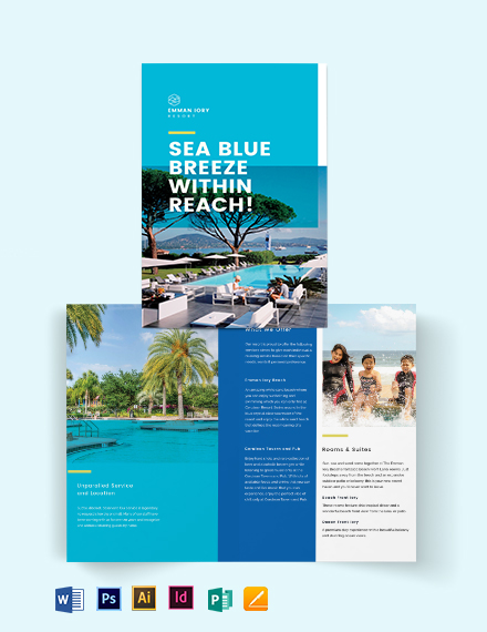 holiday resort bi fold brochure template