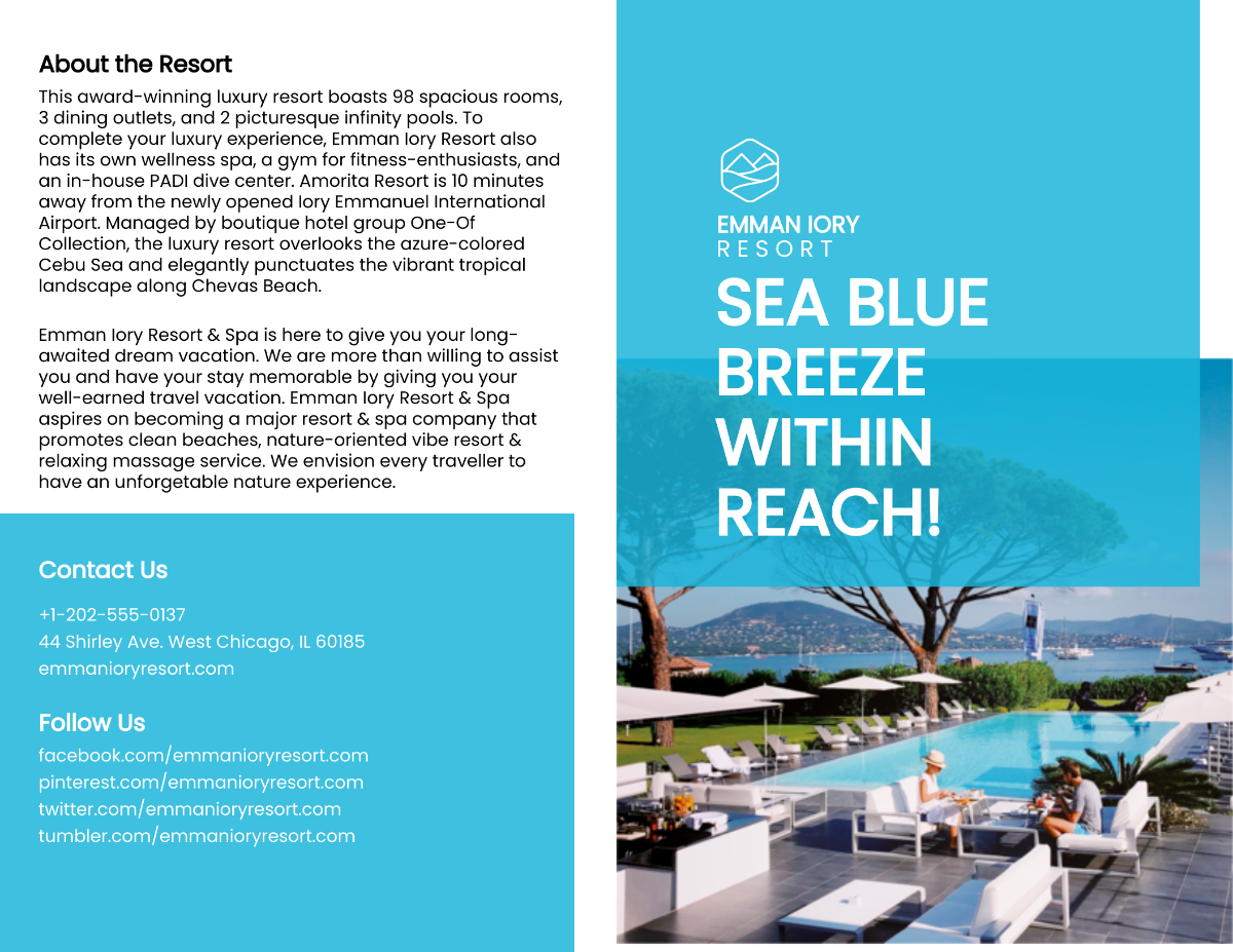 Holiday Resort Bi-Fold Brochure Template