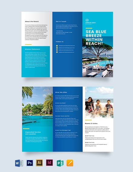holiday resort tri fold brochure template