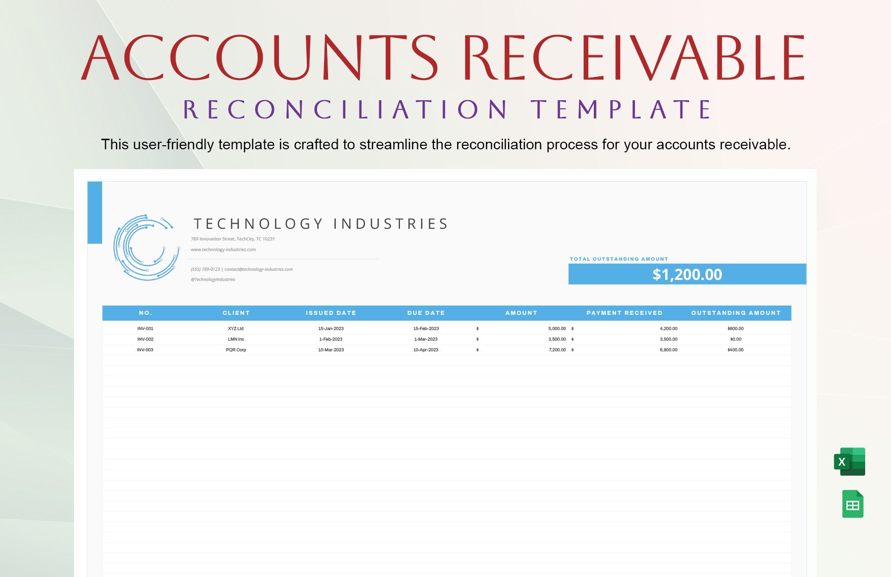 Accounts Receivable Reconciliation Template