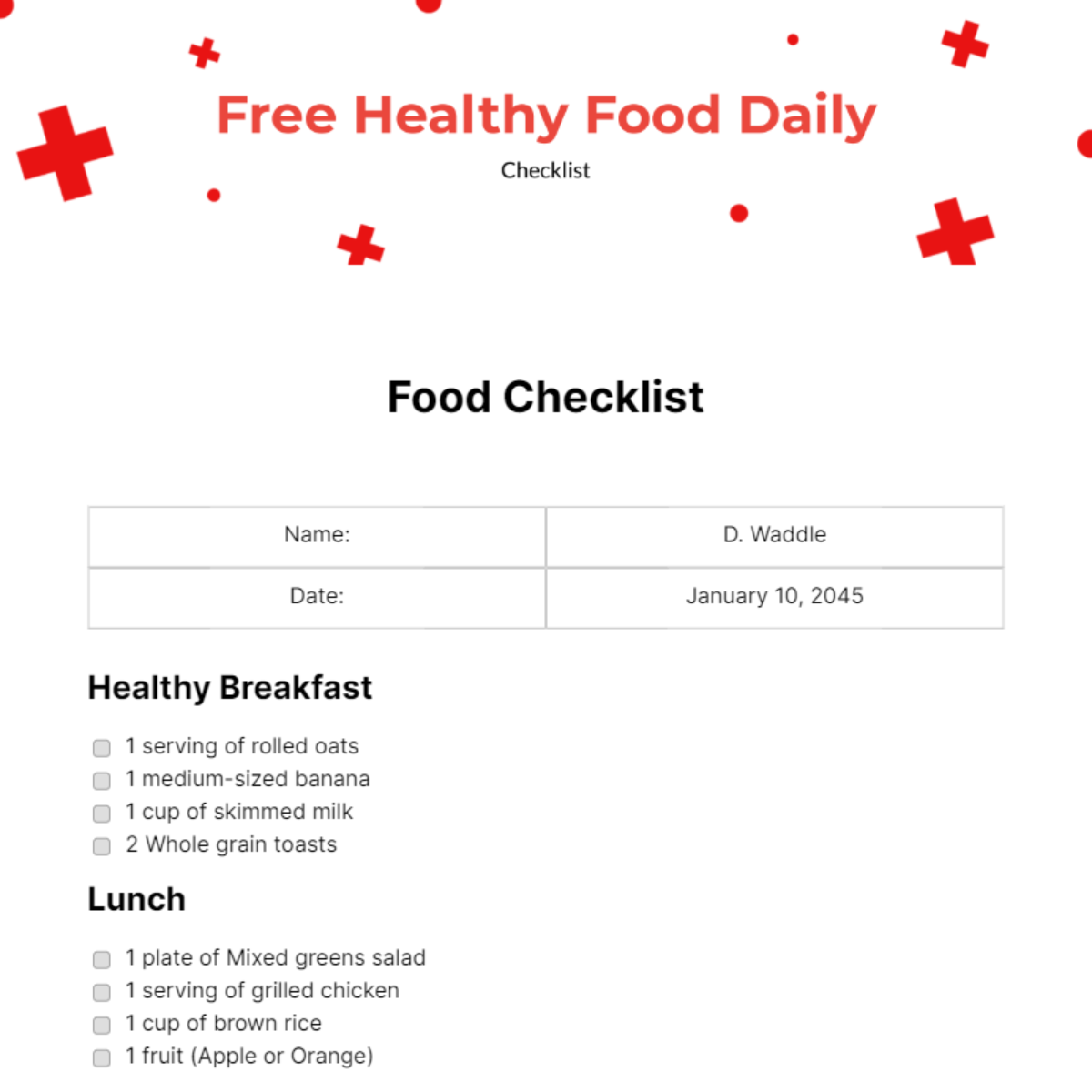 FREE Food Checklist Templates &amp; Examples - Edit Online &amp; Download ...