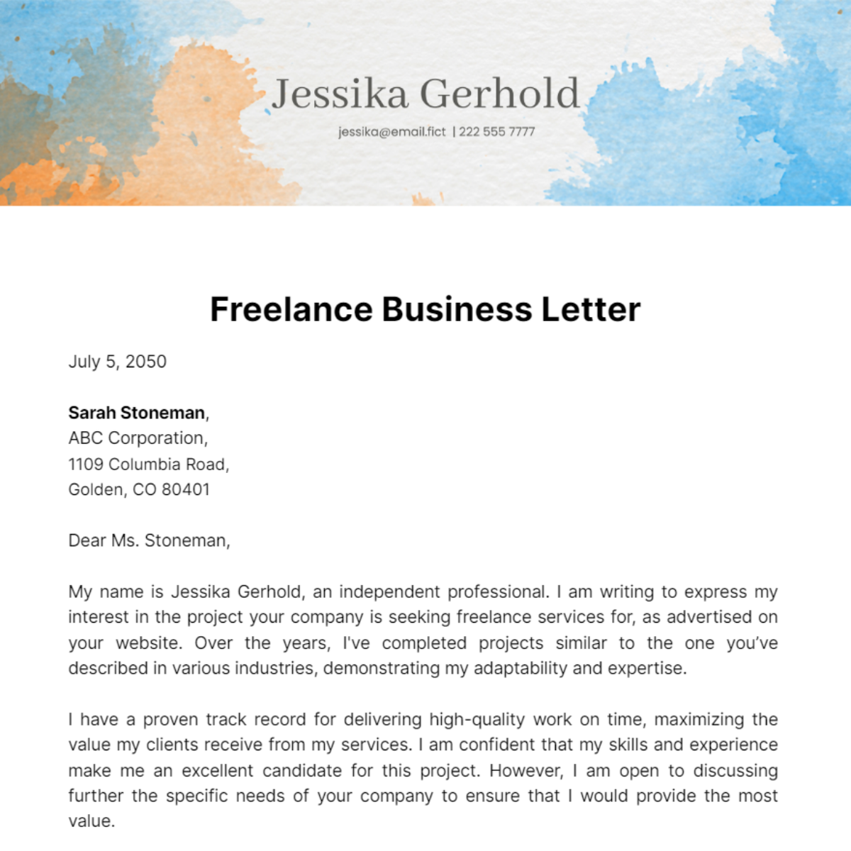 Freelance Business Letter Template