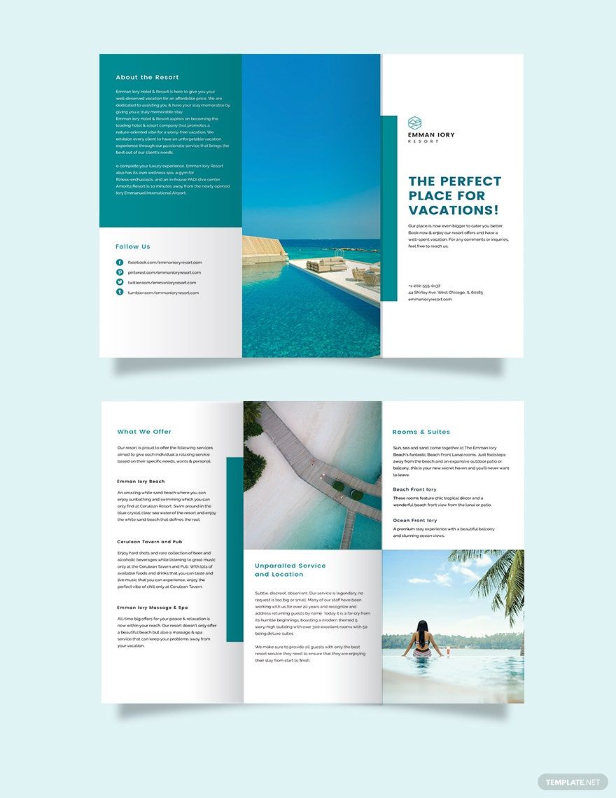 Hotel Resort Tri-Fold Brochure Template