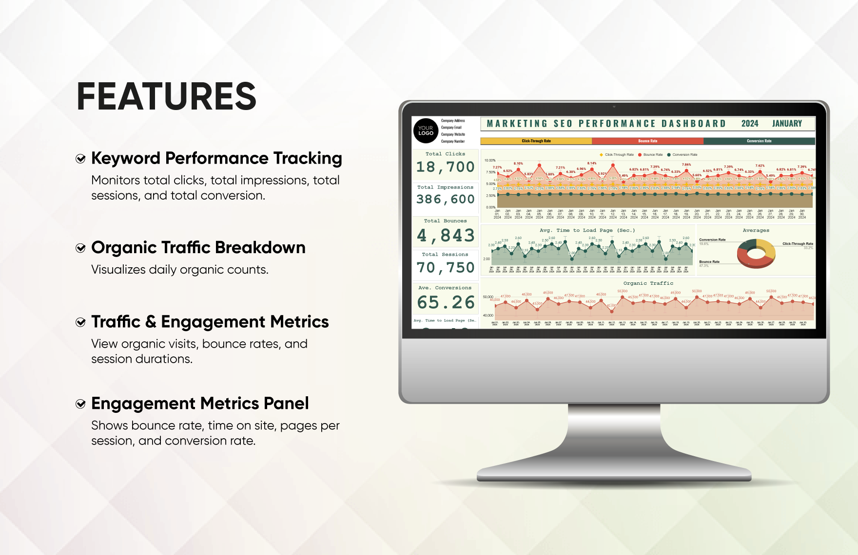 Marketing SEO Performance Dashboard Template