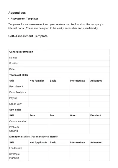 Free Standard Job Skill Assessment HR Template to Edit Online