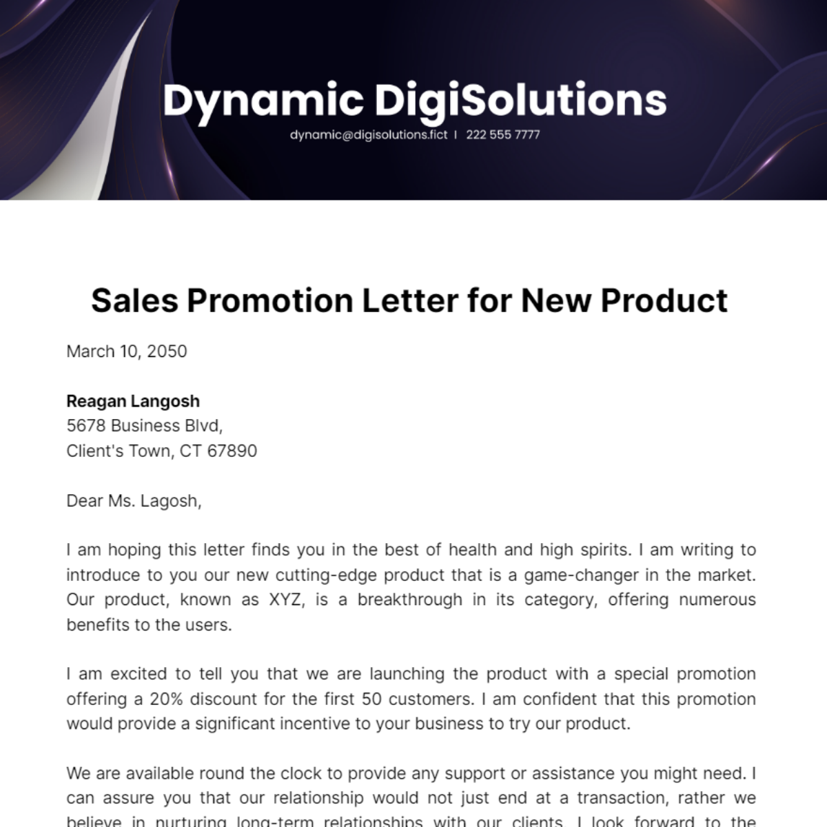 Sales Promotion Letter for New Product Template