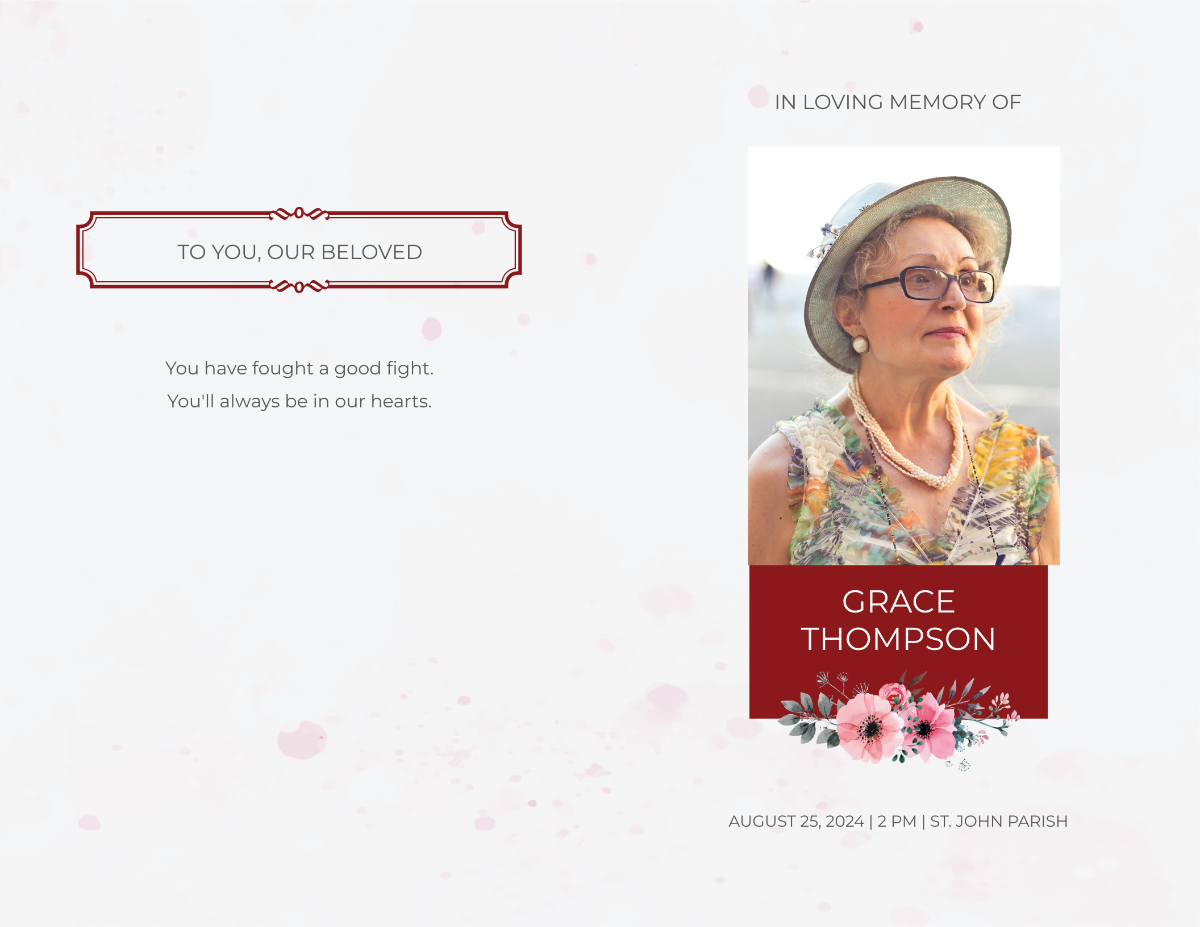 In Loving Memory Funeral Program Bi-Fold Brochure Template