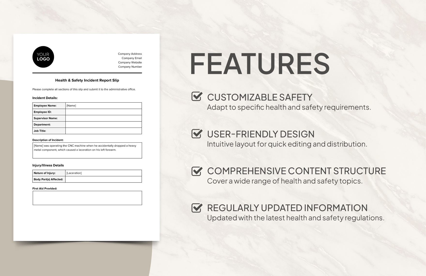 Health & Safety Incident Report Slip Template