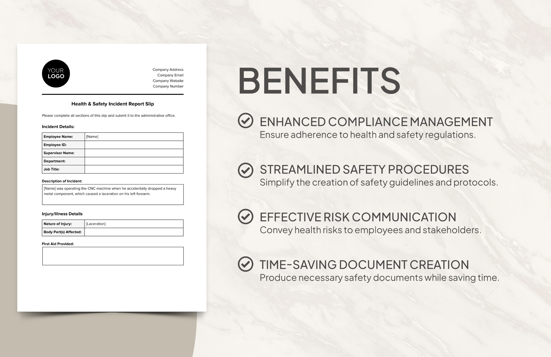 Health & Safety Incident Report Slip Template