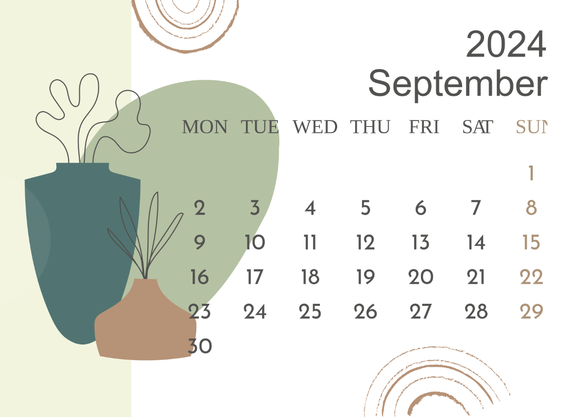 Aesthetic September Calendar 2024 Template