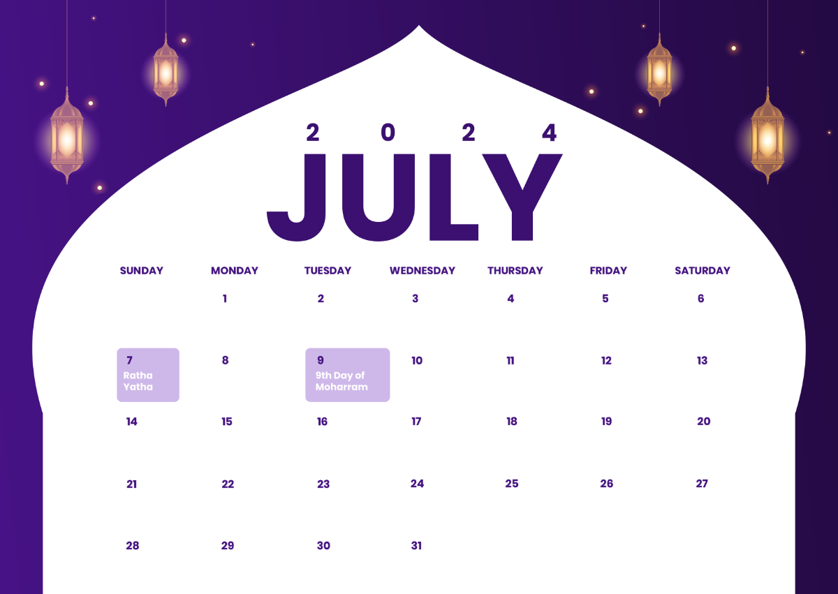 July 2024 Indian Calendar