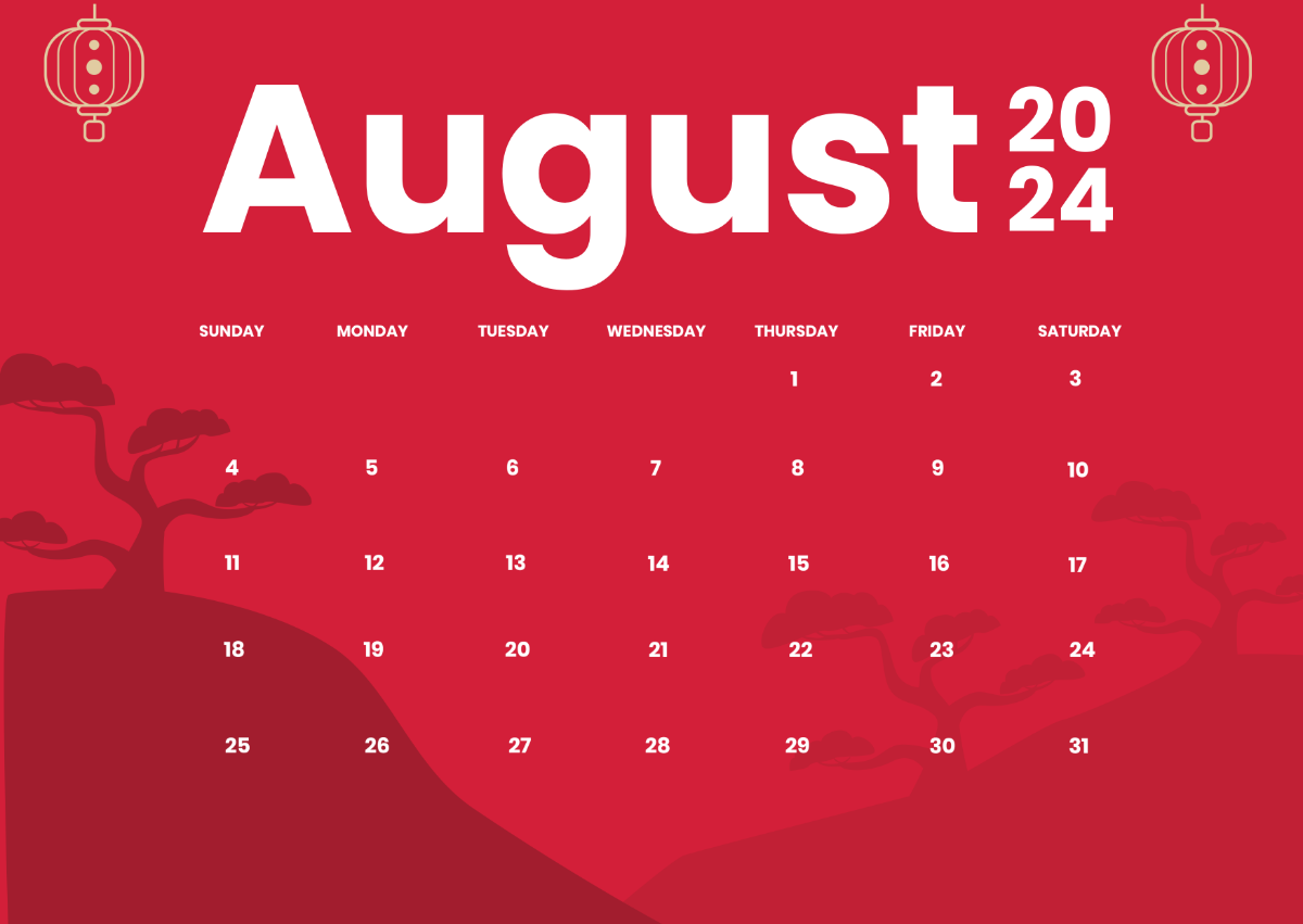 Chinese Calendar August 2024 Template Edit Online & Download Example