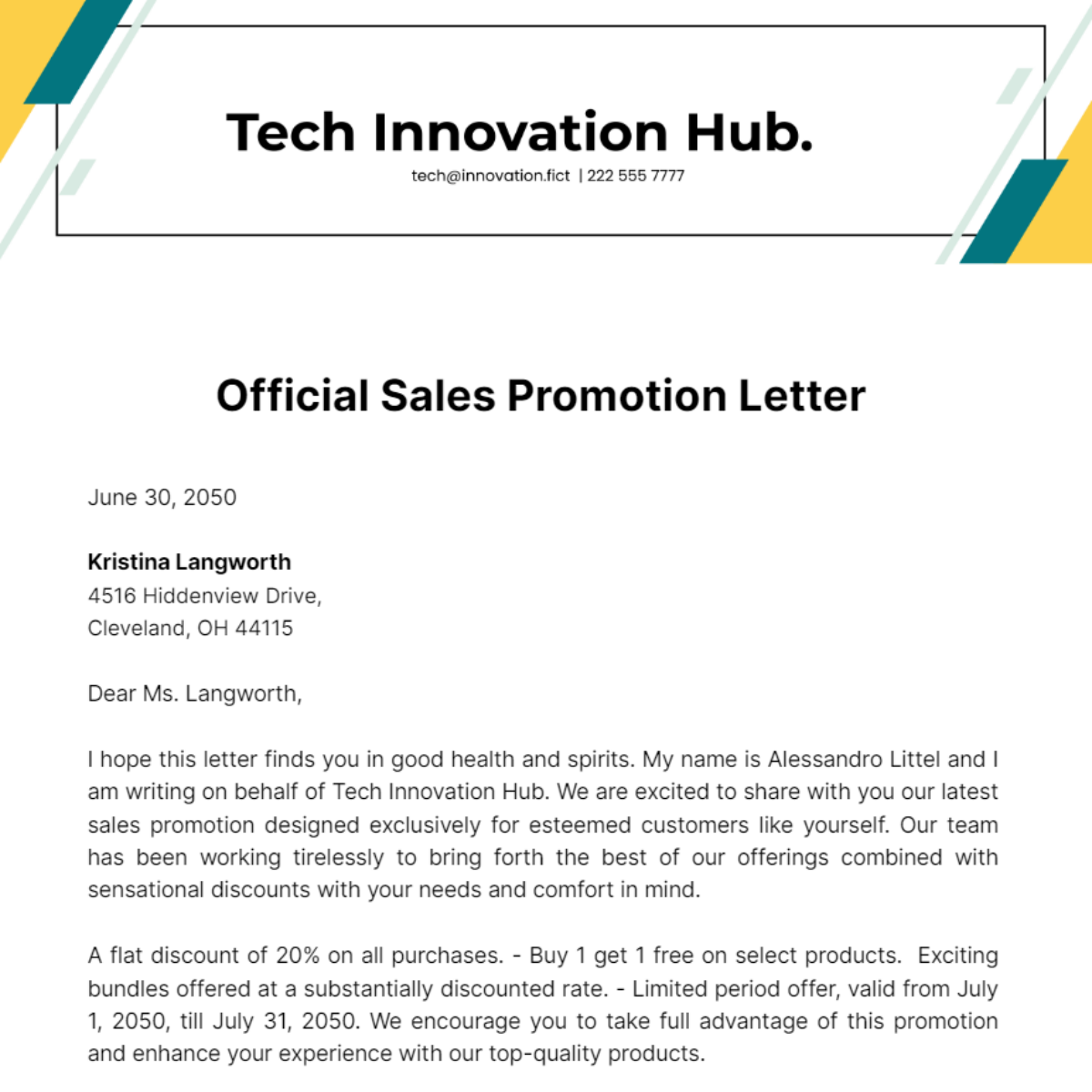 Official Sales Promotion Letter Template