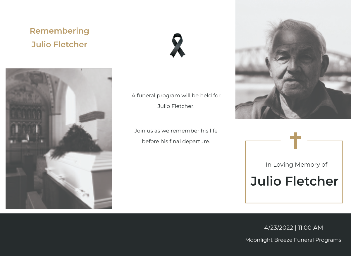 Free Minimalistic Funeral Program Tri-Fold Brochure Template