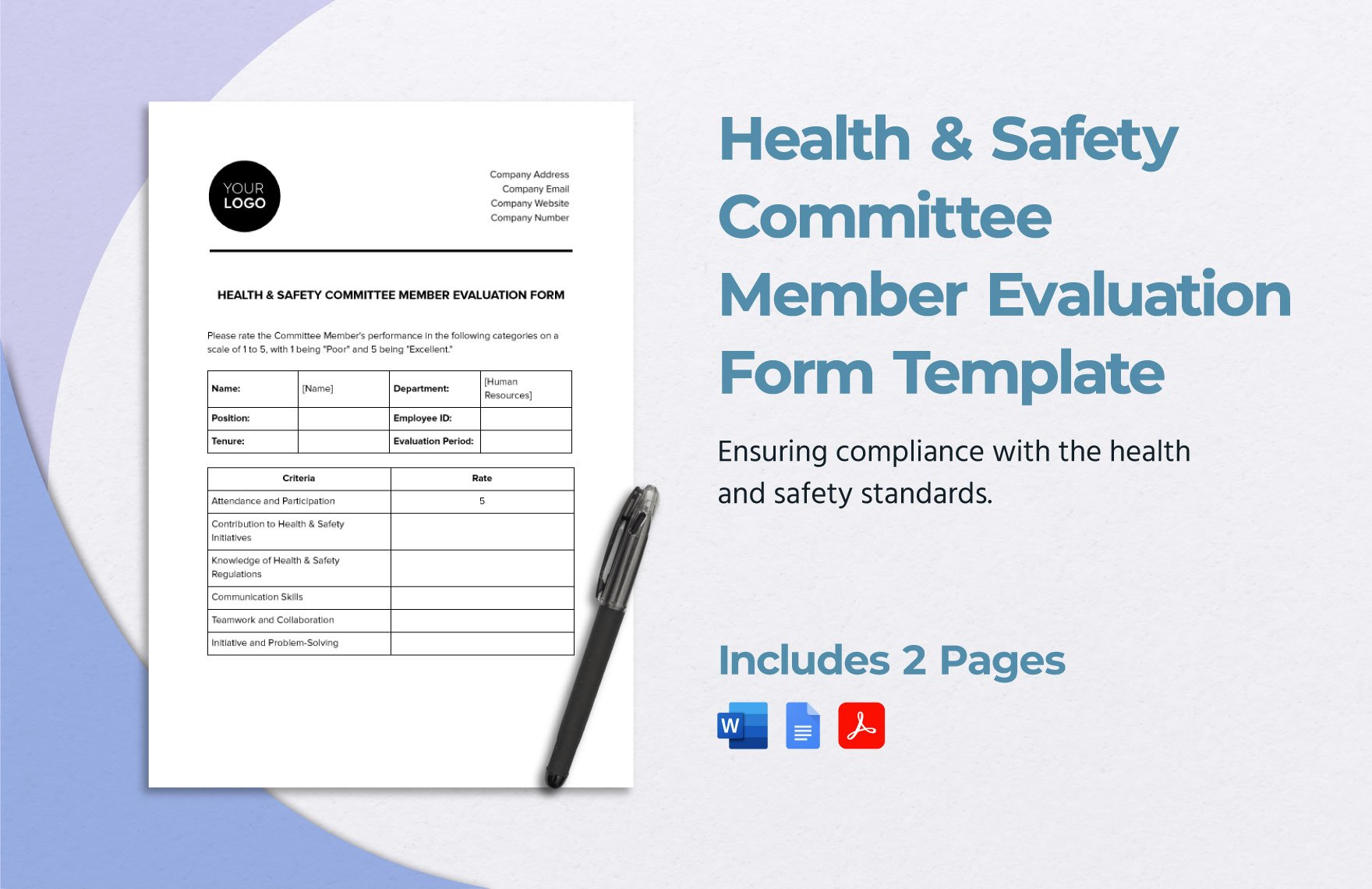 Health & Safety Committee Member Evaluation Form Template