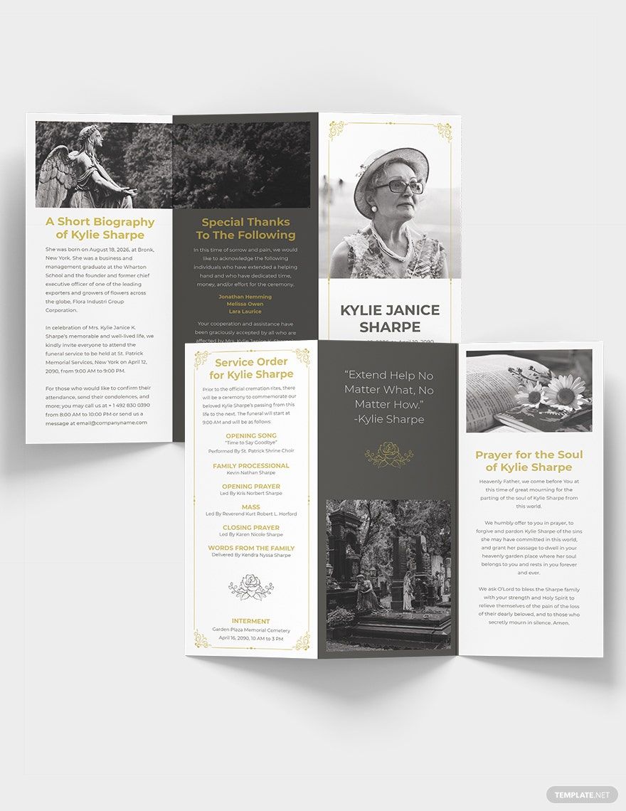 Mother/ MOM Eulogy Funeral Tri-fold Brochure Template