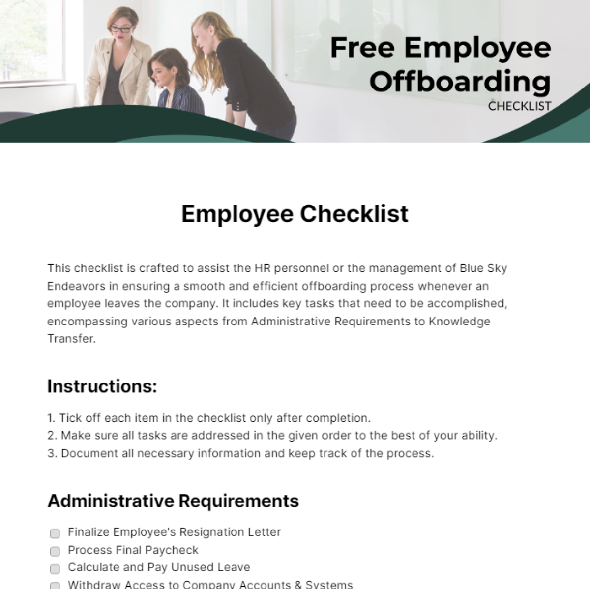 FREE Employee Checklist - Edit Online & Download | Template.net