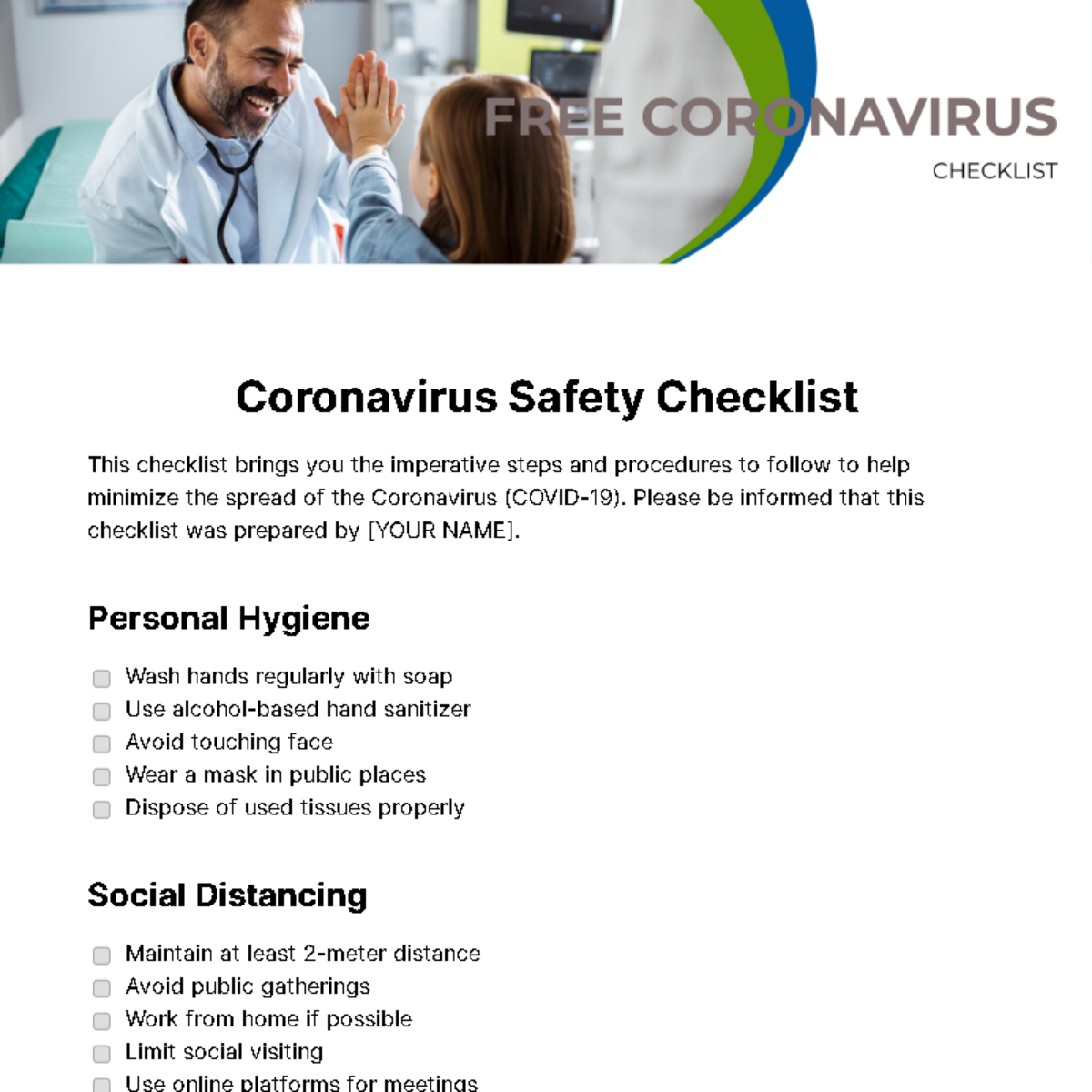 Coronavirus Checklist Template - Edit Online & Download