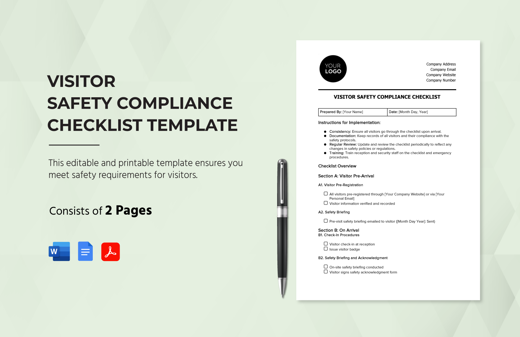 Visitor Safety Compliance Checklist Template