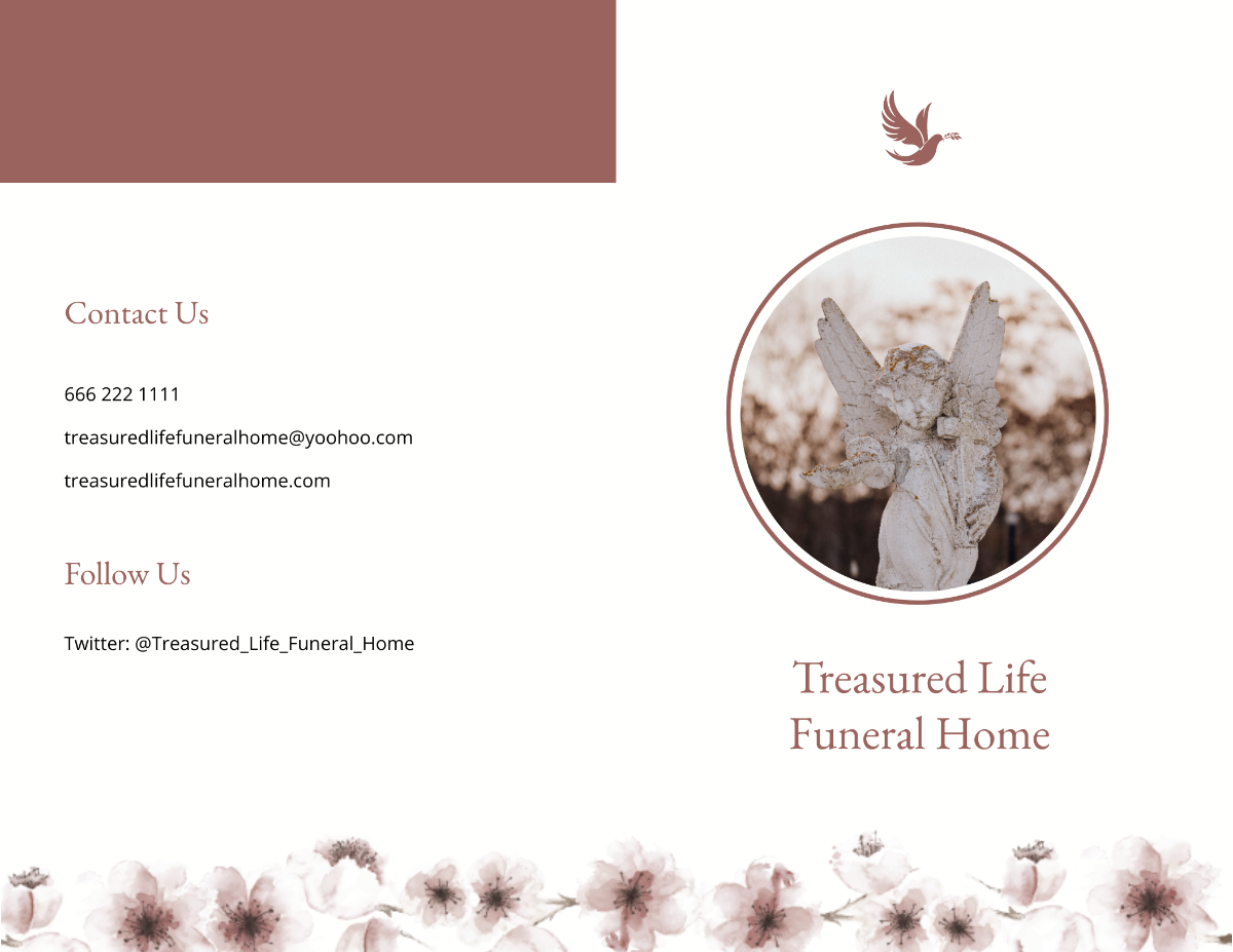 Printable Life Celebration Funeral Bi-Fold Brochure Template