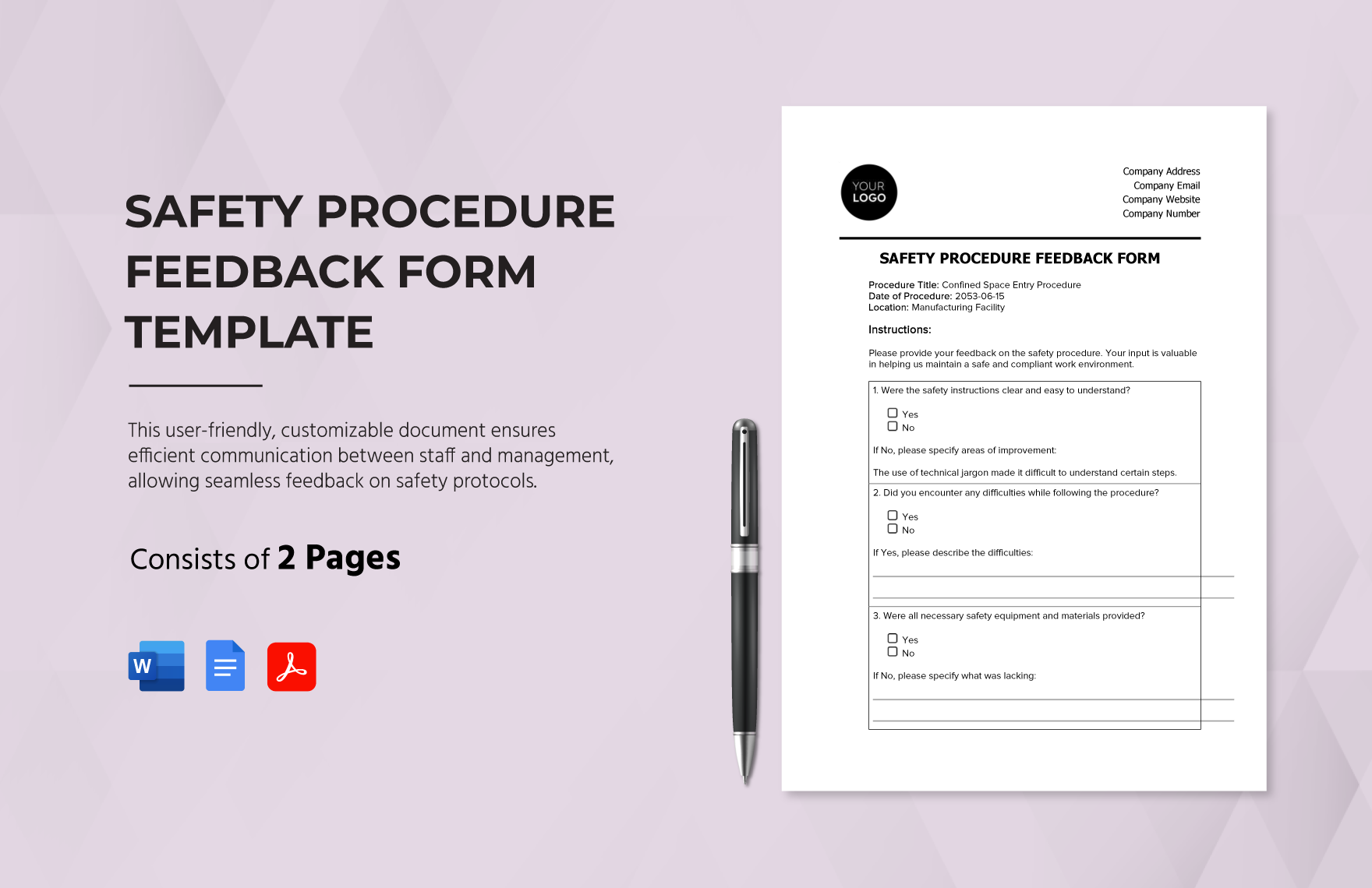 Safety Procedure Feedback Form Template