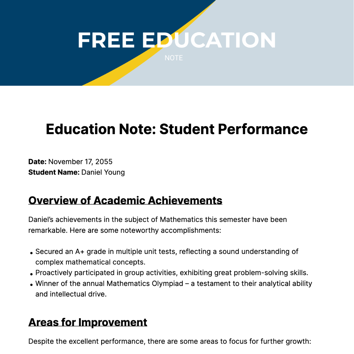 Free Education Note Template
