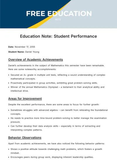 Free Education Note Template to Edit Online