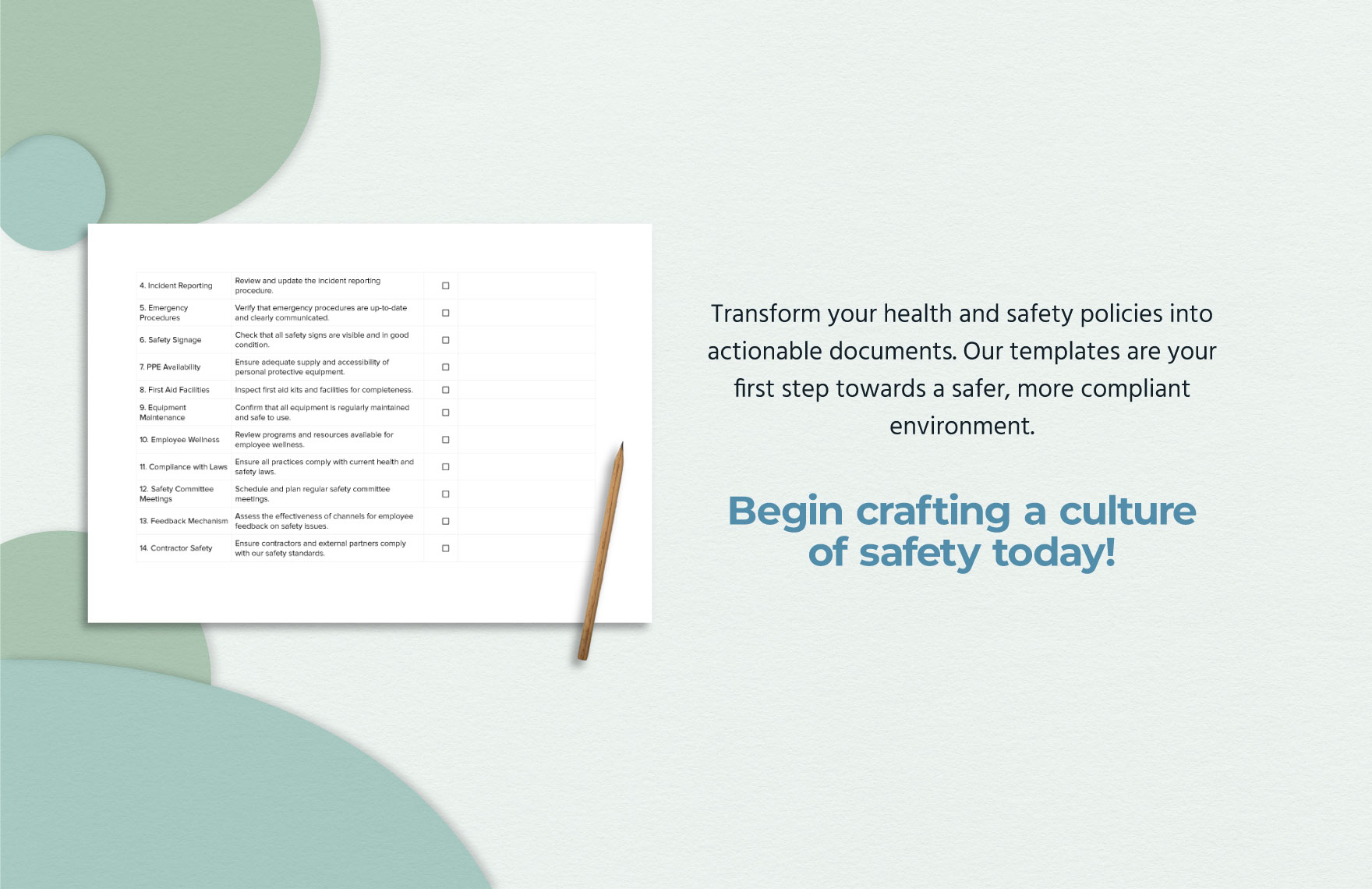 Health & Safety Committee Checklist Template