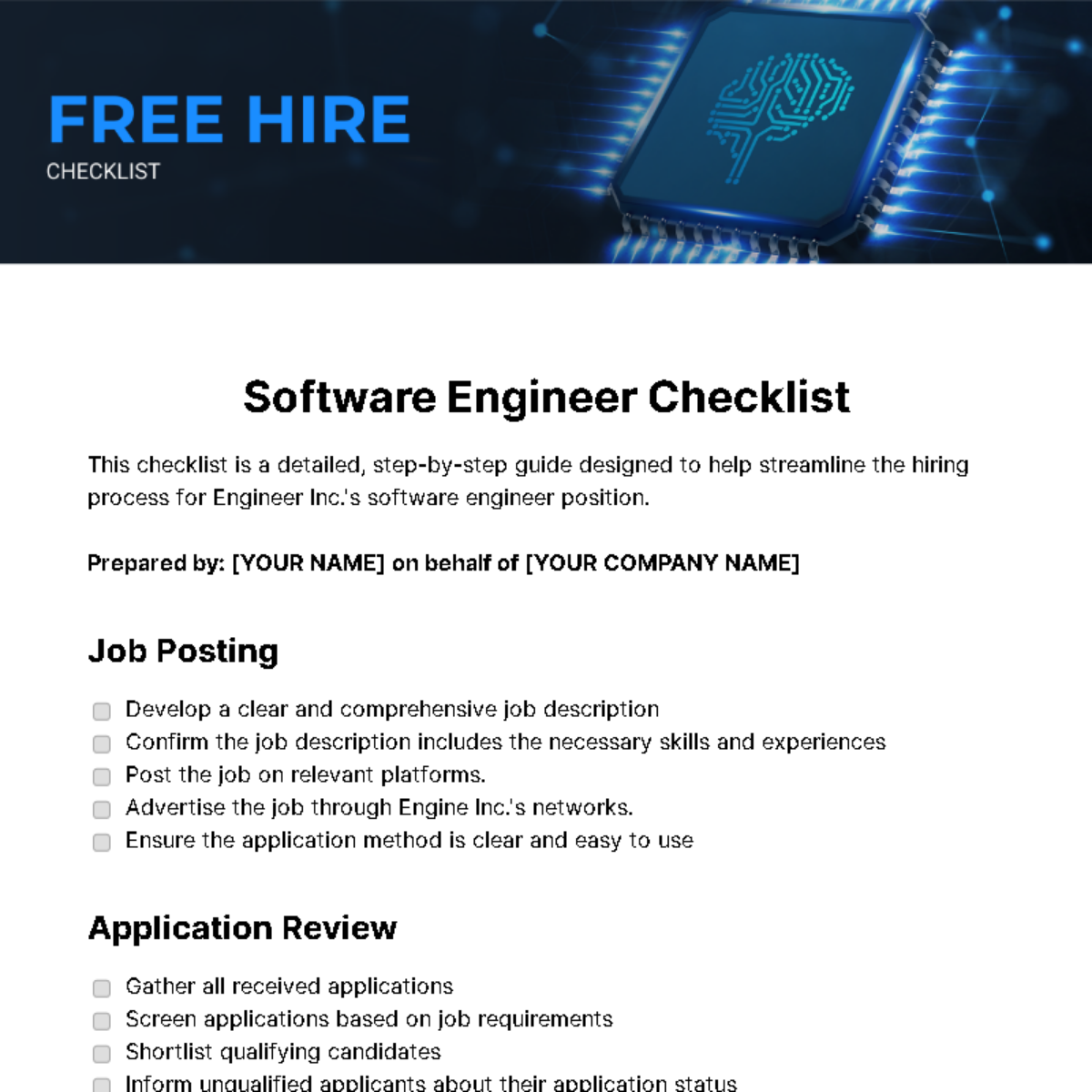 Hire Checklist Template - Edit Online & Download