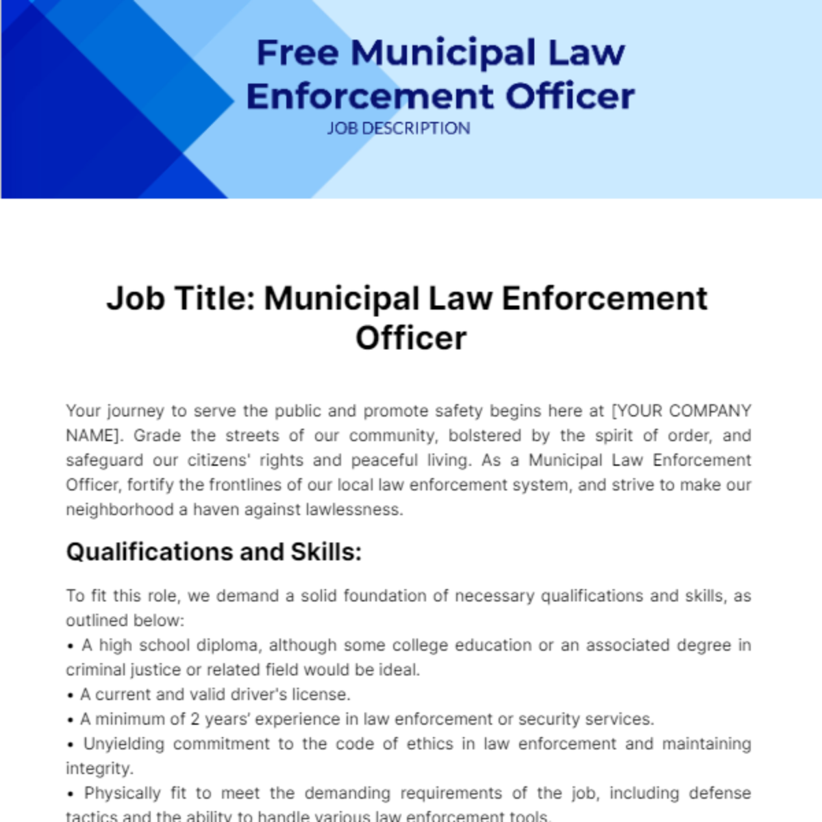 Law Enforcement Administration Job Description