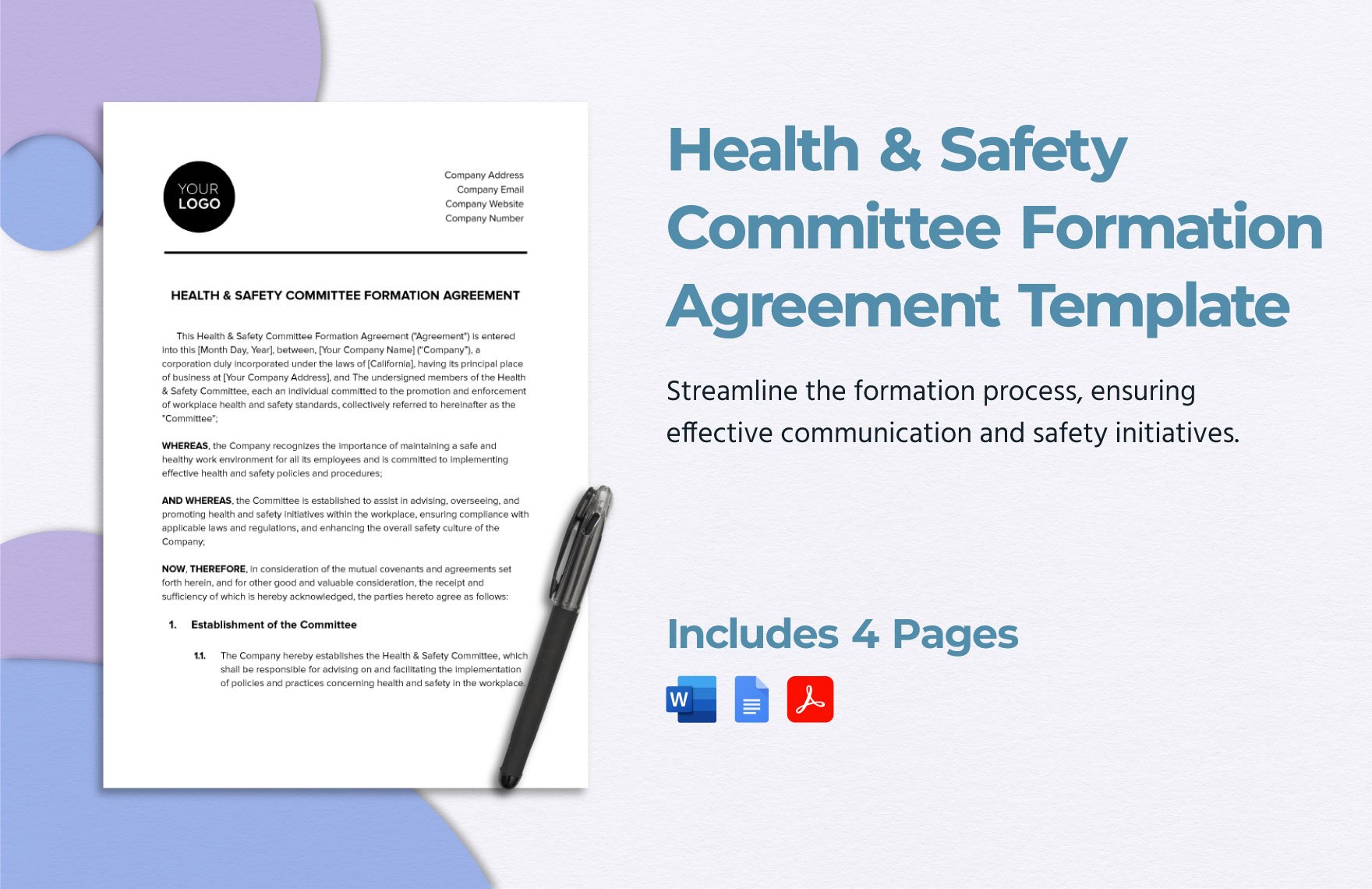 Health & Safety Committee Formation Agreement Template