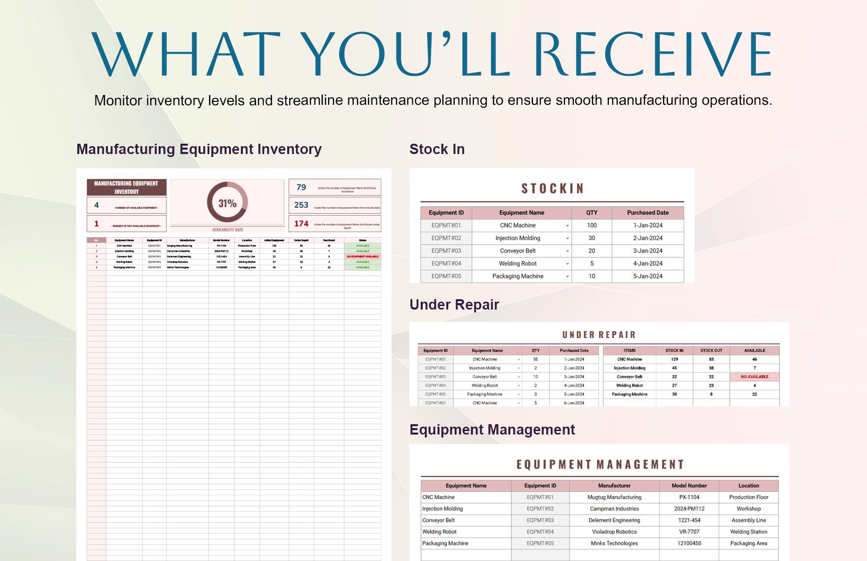 Manufacturing Equipment Inventory Template