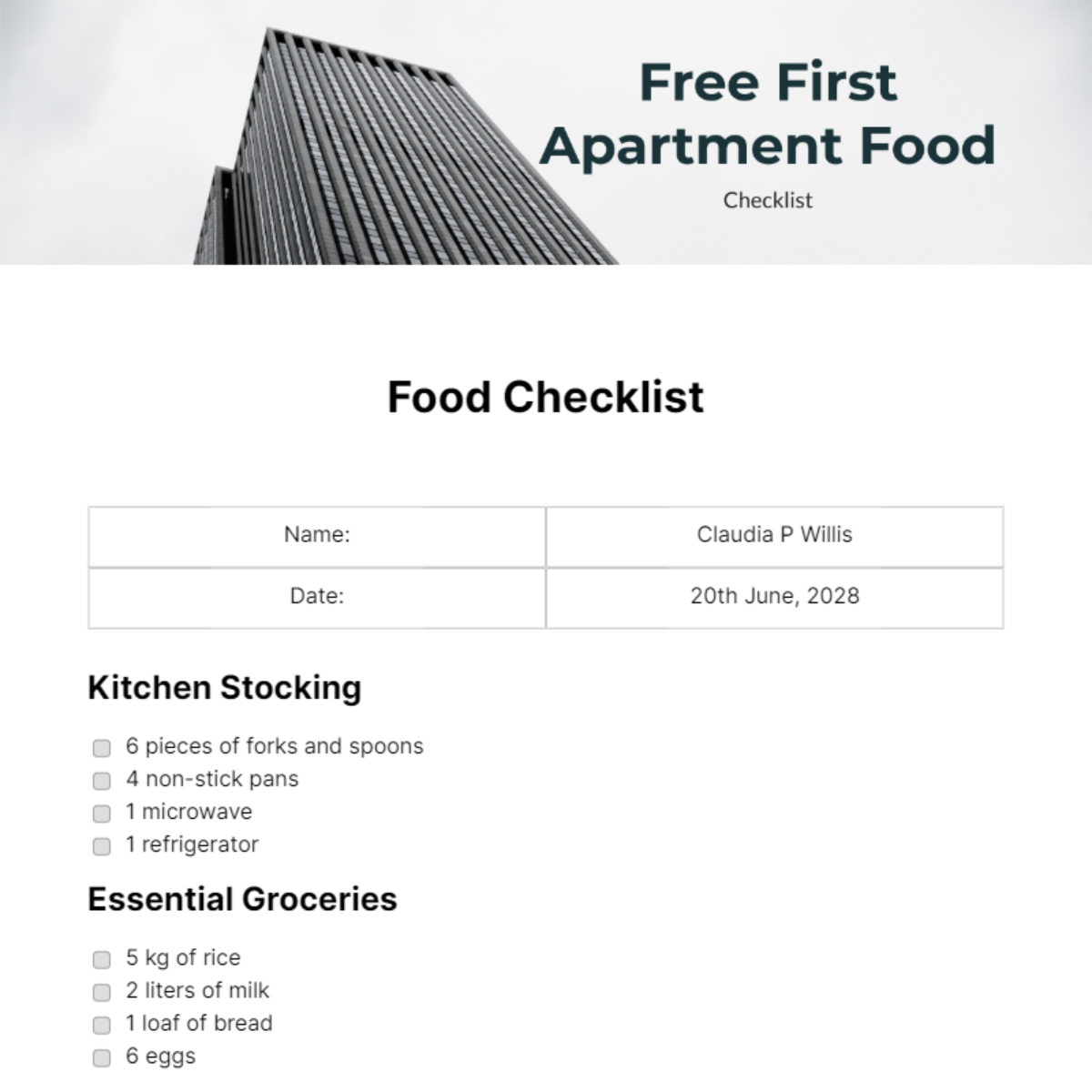 FREE Food Checklist Templates & Examples Edit Online & Download