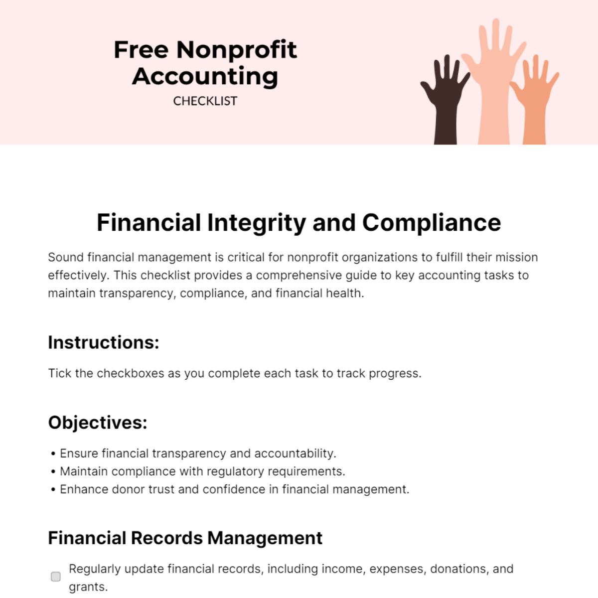 Nonprofit Accounting Checklist Template