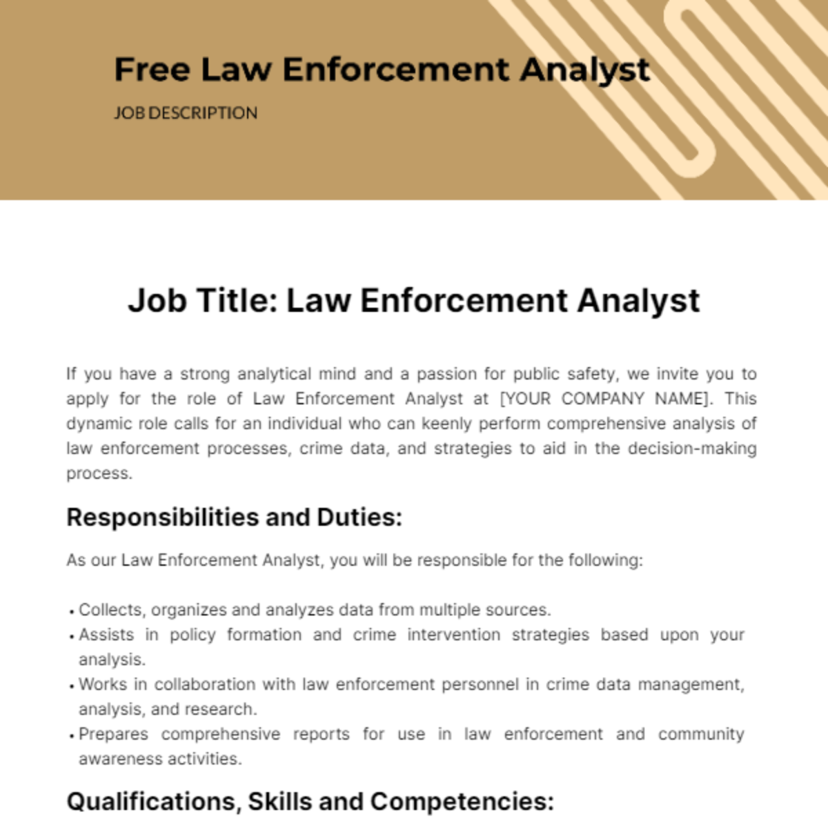 Law Enforcement Analyst Job Description Template