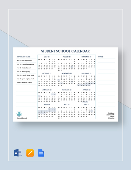 23+ School Calendar Templates - Word, PDF, Google Docs