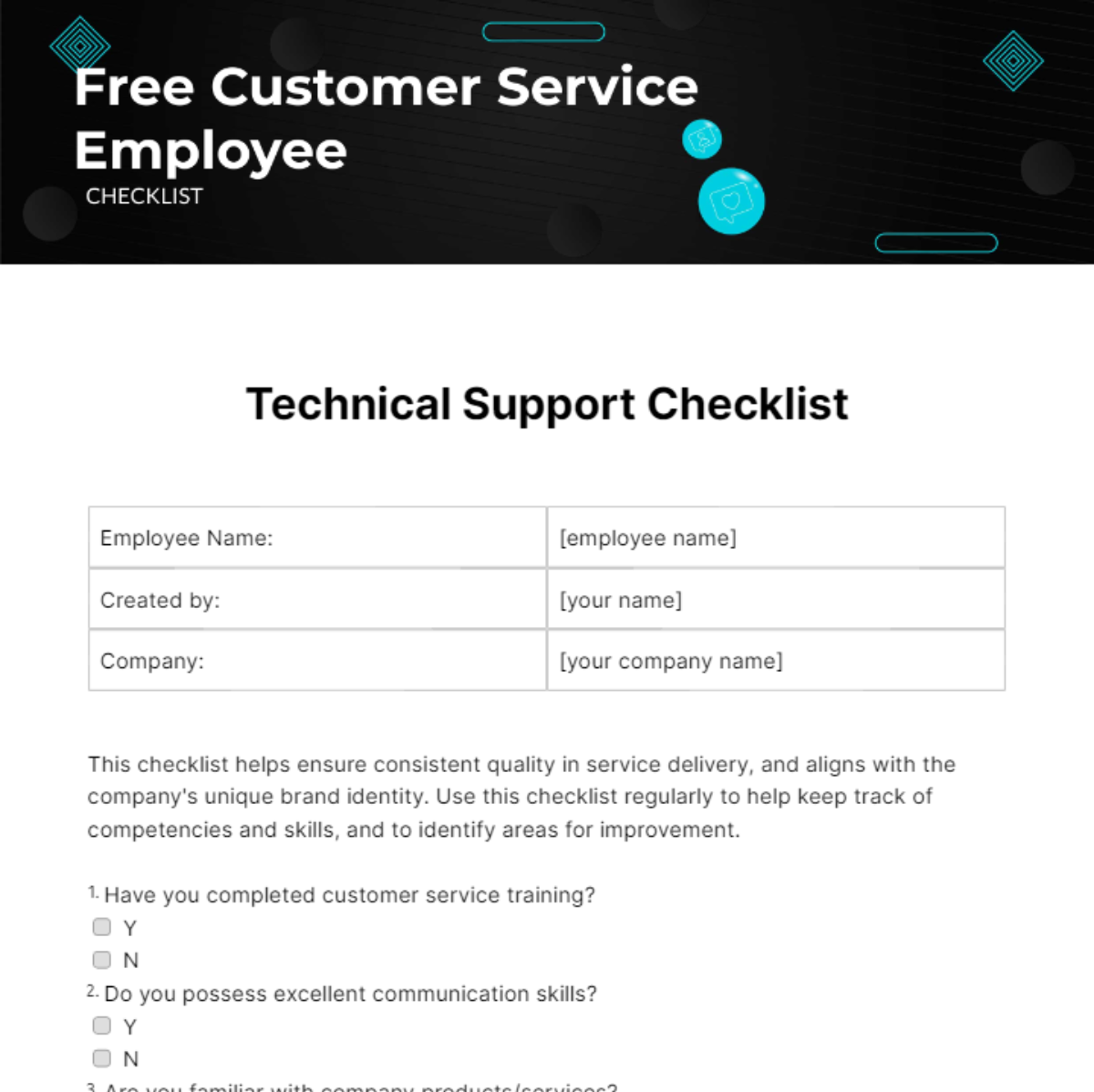 Customer Service Employee Checklist Template