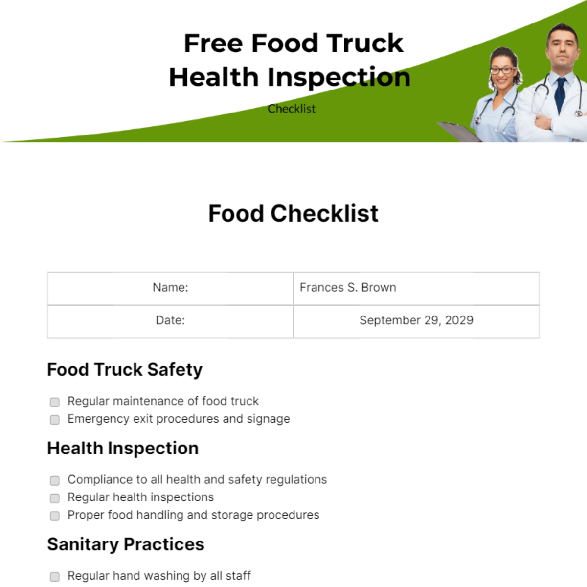 FREE Food Checklist Templates & Examples Edit Online & Download