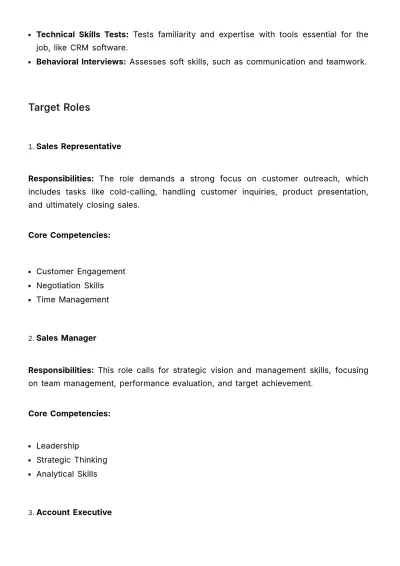 Free Sales Role Simulation Assessment HR Template to Edit Online
